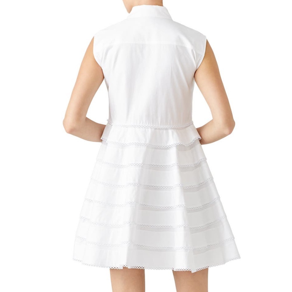 Carven White Crochet Shirt Dress in Size 40 - Picture 4 of 9
